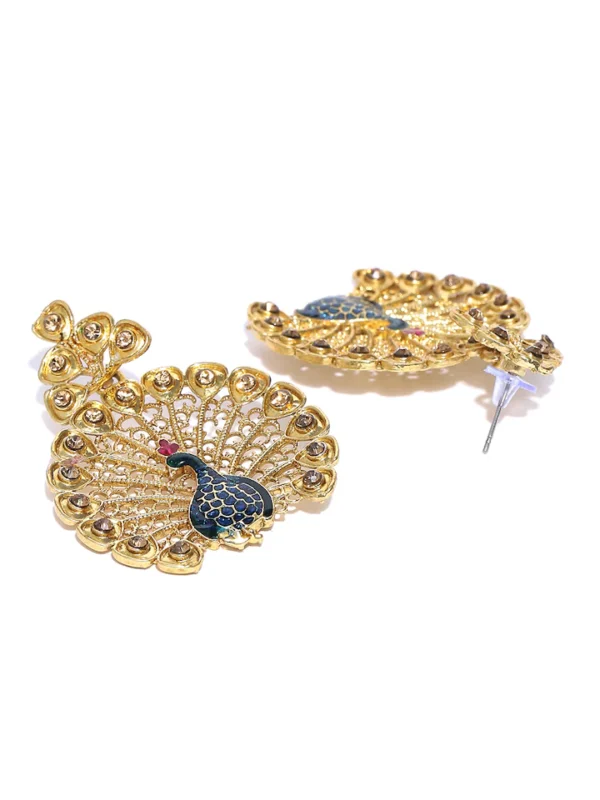 Blue & Greed Gold-Toned Contemporary Drop Earrings