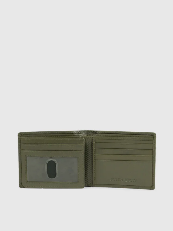 Allen Solly Men Olive Green Solid Two Fold Leather Wallet - Image 3