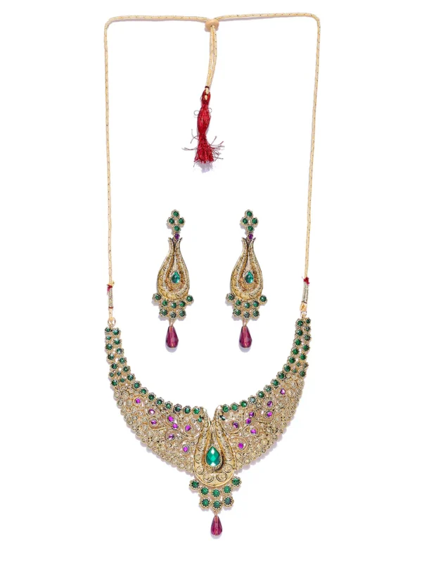 Green & Purple Gold-Plated Jewellery Set - Image 2